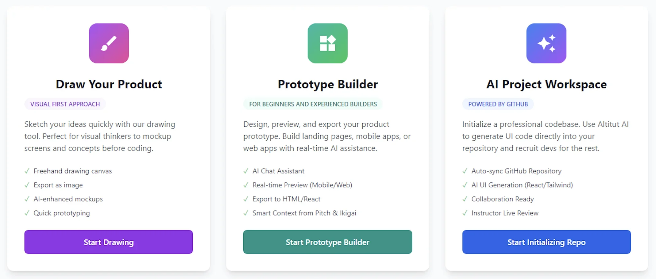 MVP development workspace showing product concept builder and validation tracking